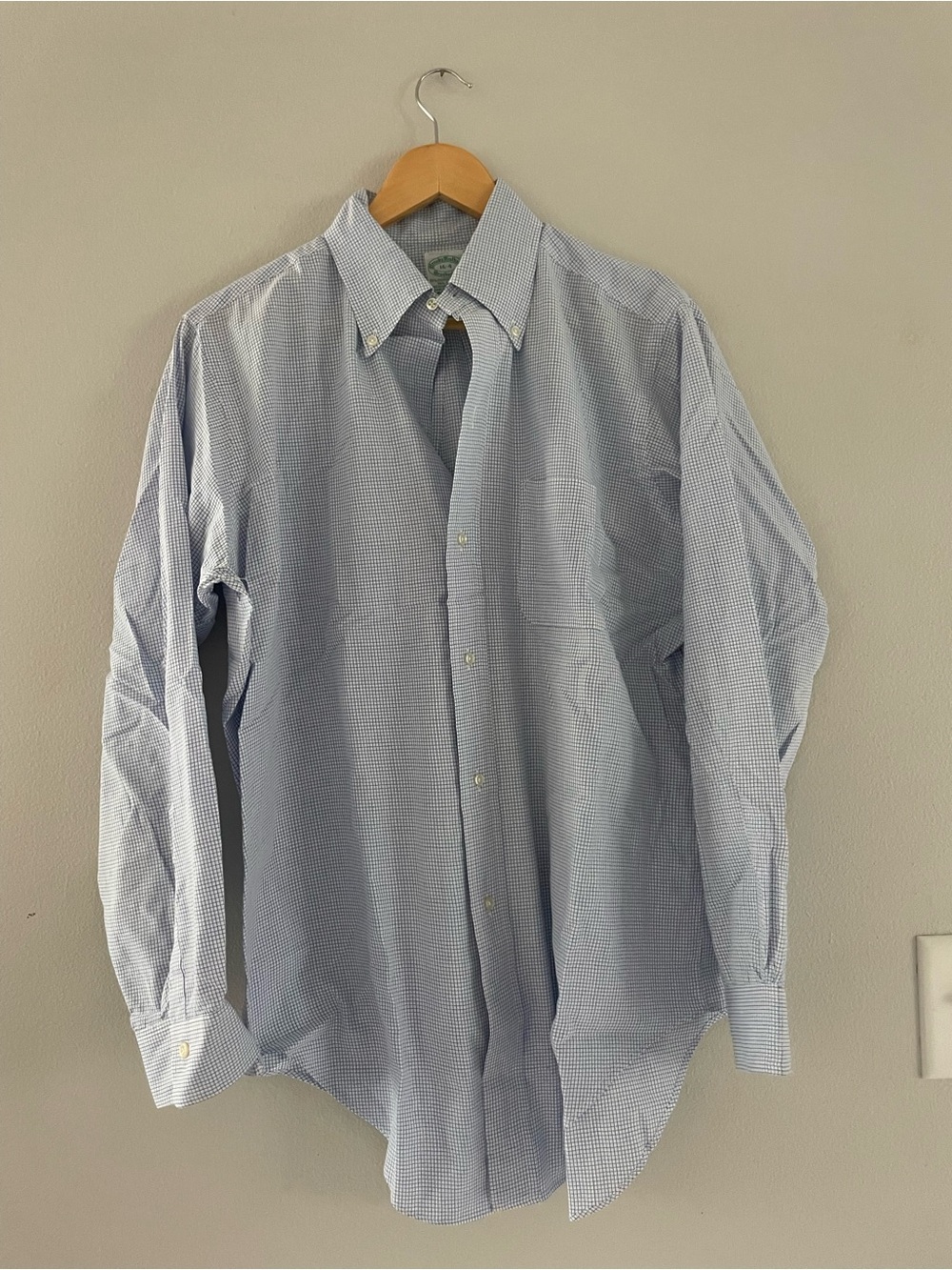 Men's Brooks Brothers Blue & White Checkered Button-Down Dress Shirt